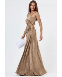 Hiccup - Patterned One-Shoulder Satin Dress With Cut-Out Detail - Lyst