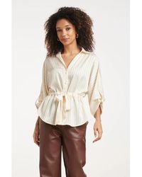Smashed Lemon - Blouse Met Structuurstreep En Tailleceintuur - Lyst