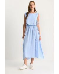 Bianco Lucci - Textured Blouse & Skirt Muslin Fabric Two-Piece Set - Lyst