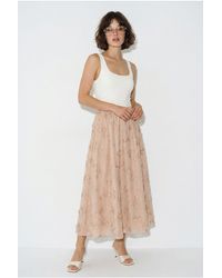 Bianco Lucci - Embroidered High-Waist Midi A-Line Skirt - Lyst