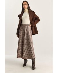 Bianco Lucci - Plaid Patterned High Waist Maxi Skirt - Lyst