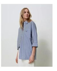 Twinset - Gestreept Poplin Overhemd Met Logo Voeg Toe Aan Verlanglijst 159,00 - Lyst