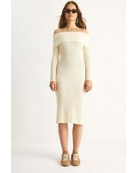 Bianco Lucci - Geribbelde Midi-Jurk - Lyst
