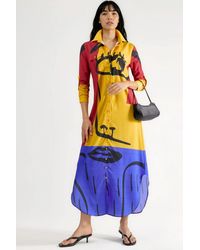 Msn-Collection - Abstract Print Maxi Dress With Button Closure - Lyst