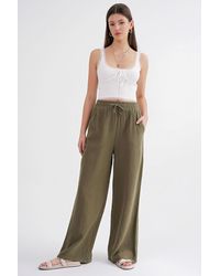 MixRay - High Waist Textured Muslin Fabric Pants - Lyst