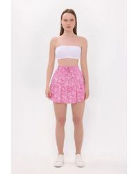 Hiccup - Patterned High-Waist Woven Mini Skirt With Drawstring - Lyst