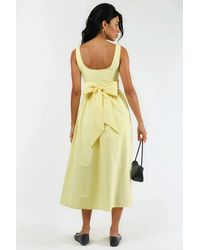 Busem - Square Collar Midi Dress With Bow Detail - Lyst