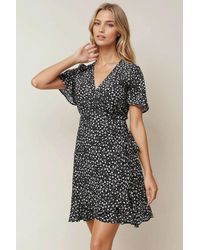 Hiccup - Ditsy Flower Pattern V-Neck Viscose Mini Dress - Lyst