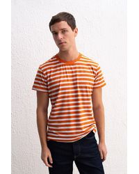 Giesto - Slim Fit Striped Crew Neck T-Shirt - Lyst