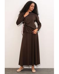 Bigdart - Long Sleeve Blouse And Wide-Leg Skirt Coord - Lyst