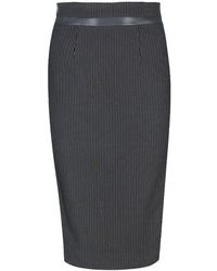 Conquista - High Waisted Pencil Skirt With Leather Detail - Lyst