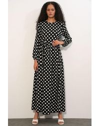 Bigdart - Floral Crew Neck Maxi Knit Dress With Bow Detail - Lyst