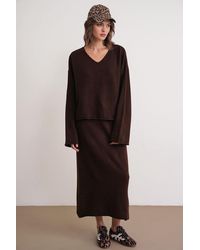 MixRay - V-Neck Knitwear Sweater & Skirt Co-Ord Set - Lyst