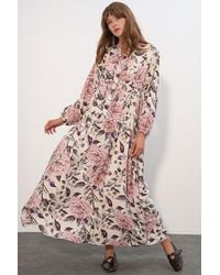 Bigdart - Floral Maxi Dress With Mandarin Collar - Lyst