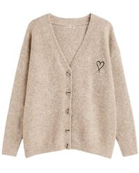 MixRay - Oversized Knit Cardigan With Heart Detail - Lyst