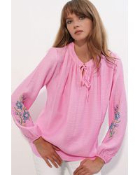 Bigdart - Embroidered Oversized Crepe Blouse - Lyst