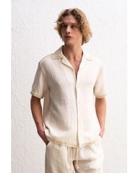 Giesto - Cotton Textured Short Sleeve Shirt - Lyst