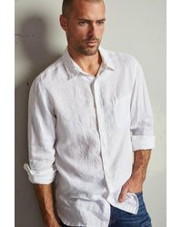 Velvet By Graham & Spencer Benton Linen Button-up Shirt - White