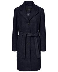 Vero Moda Lange Wollen Lange Jas - Blauw