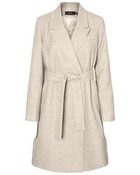 Vero Moda Wikkel Lange Jas - Naturel