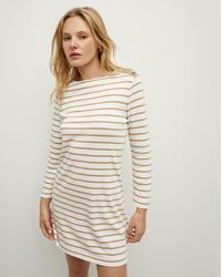 Veronica Beard - Ruta Striped Dress Off-white Khaki - Lyst