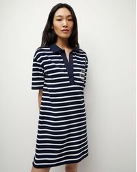 Veronica Beard - Terrence Terrycloth Dress Marine Off-white Blue Surf - Lyst
