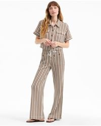 Veronica Beard - Zosia Striped Knit Pant White Brown - Lyst