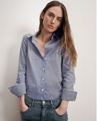 Veronica Beard - Amelia Striped Button-down Shirt Navy White - Lyst