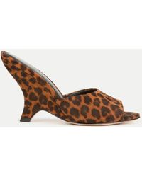 Veronica Beard - Mila Leopard Suede Sculpted Wedge Slide Sandal - Lyst