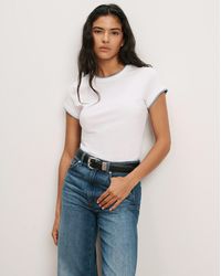 Veronica Beard - Devin Crewneck T-shirt White Blue River - Lyst