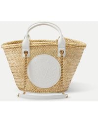 Veronica Beard - Crest Market Tote Small Natural Straw Off-white - Lyst