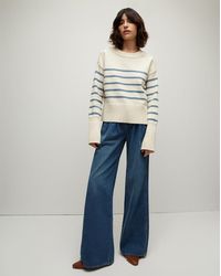 Veronica Beard - Andover Striped Sweater Ecru Slate Blue - Lyst