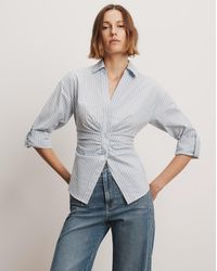 Veronica Beard - Devra Button-down Shirt Pale Blue River White - Lyst