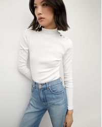 Veronica Beard - Nate Mockneck Top With Buttons - Lyst