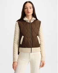 Veronica Beard - Patra Knit-sleeve Quilted Jacket Mocha Heathered Sand - Lyst