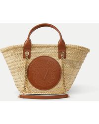 Veronica Beard - Crest Market Tote Small Natural Straw Hazelwood - Lyst