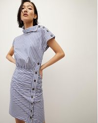 Veronica Beard - Arabel Striped Poplin Asymmetrical Dress - Lyst