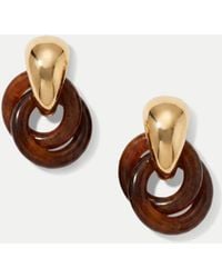 Veronica Beard - Resin Link Drop Hoop Earring Gold Brown - Lyst