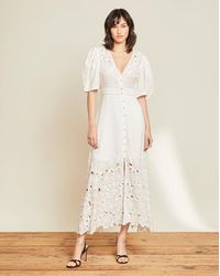 Veronica Beard Lace Hope White Embroidered Woven Midi Dress | Lyst UK