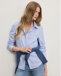 Veronica Beard - Amelia Striped Button-down Shirt Blue Jay White - Lyst