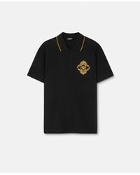 Versace - Architectural Baroque-Embroidered Polo Shirt - Lyst