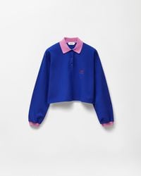 Versace - Embroidered-Logo Cotton Piqué Long-Sleeved Polo - Lyst