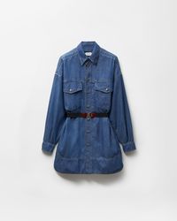 Versace - Chambray Denim Mini Dress - Lyst