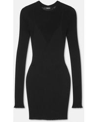 Versace - Merino Wool Fitted Knit Mini Dress - Lyst