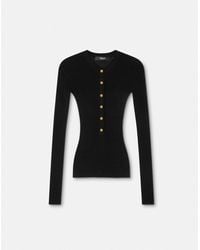 Versace - Henley-Top Aus Merinowolle Mit Rippstrick - Lyst