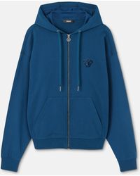 Versace - Embroidered Cotton-Jersey Zip Hoodie - Lyst