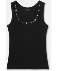 Versace - Embellished Ribbed Cotton-Jersey Top - Lyst