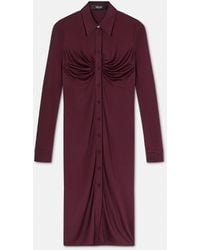Versace - Robe-Chemise Mi-Longue En Jersey Viscose - Lyst