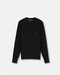 Versace - Embroidered Wool-Blend Knit Sweater - Lyst