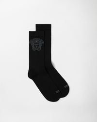 Versace - Jacquard Cotton Ribbed Socks - Lyst